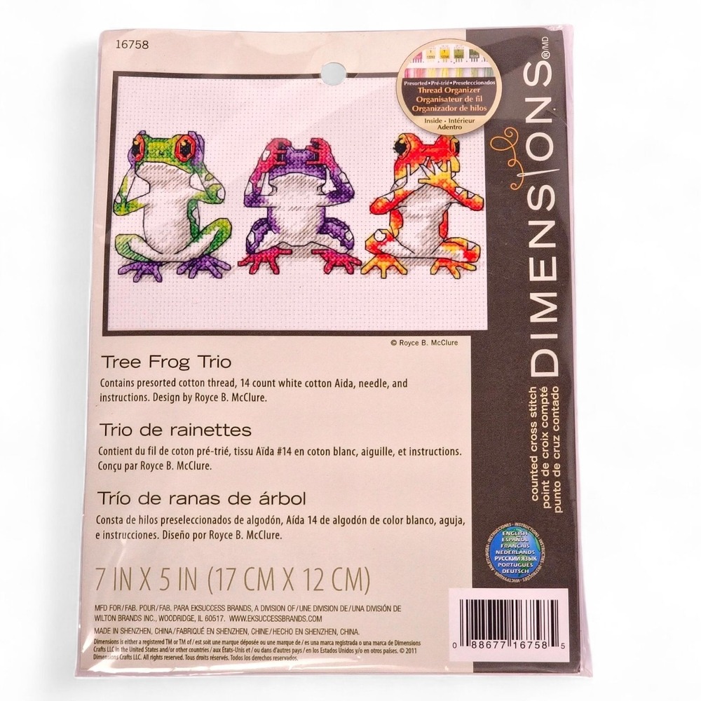 Dimensions Counted Cross Stitch Kit TREE FROG TRIO 16758 Amphibian Animal New
